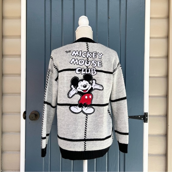 Disney Sweaters - Disney Mouseketeers Mickey Mouse Club Grayscale Cardigan Sweater-Sz XS